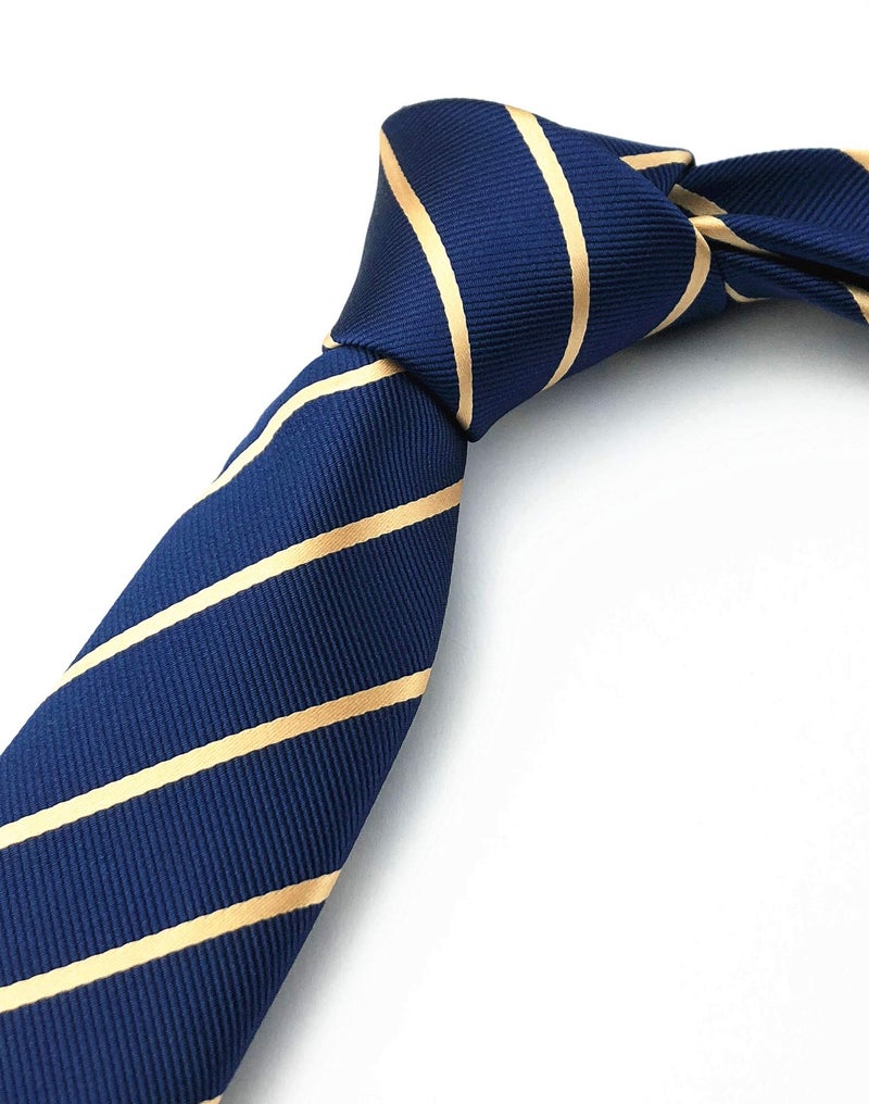 Ctskyte Slim Silk Necktie for Men Woven Jacquard Patterned Business Wedding Skinny Ties (Brass Patterned, One Size) - Image 2